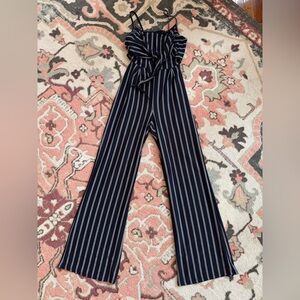 Striped Navy Blue and White Jumpsuit